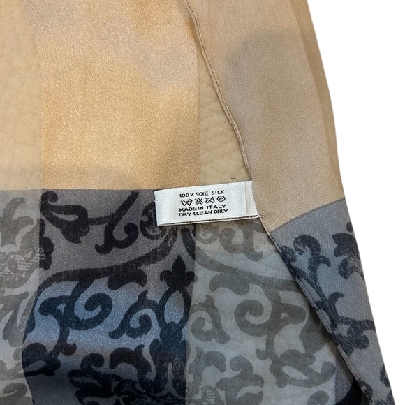 Christian Dior John Galliano silk Women's Floral Scarf - Blue, gray, Cream 60” - Picture 6 of 11